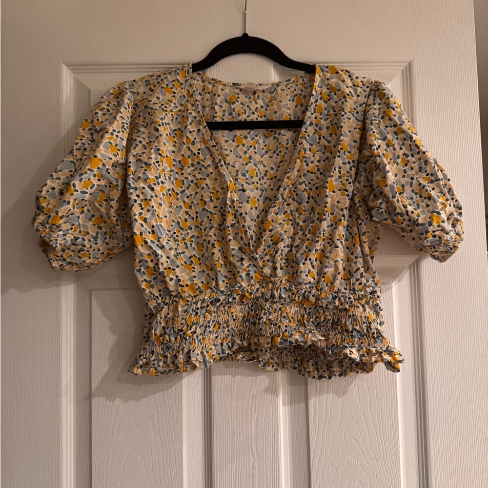 Sim & Sam Puff Sleeve Cropped Blouse